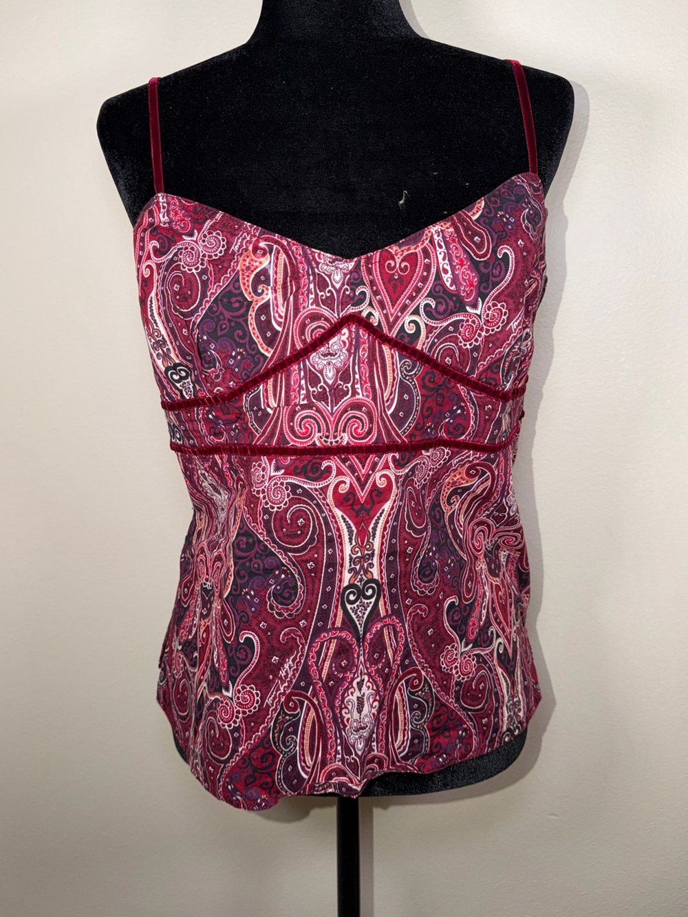 Vintage Y2K Tommy Hilfiger Paisley Velvet Whimsy Fairycore Tank Top Boho Hippie